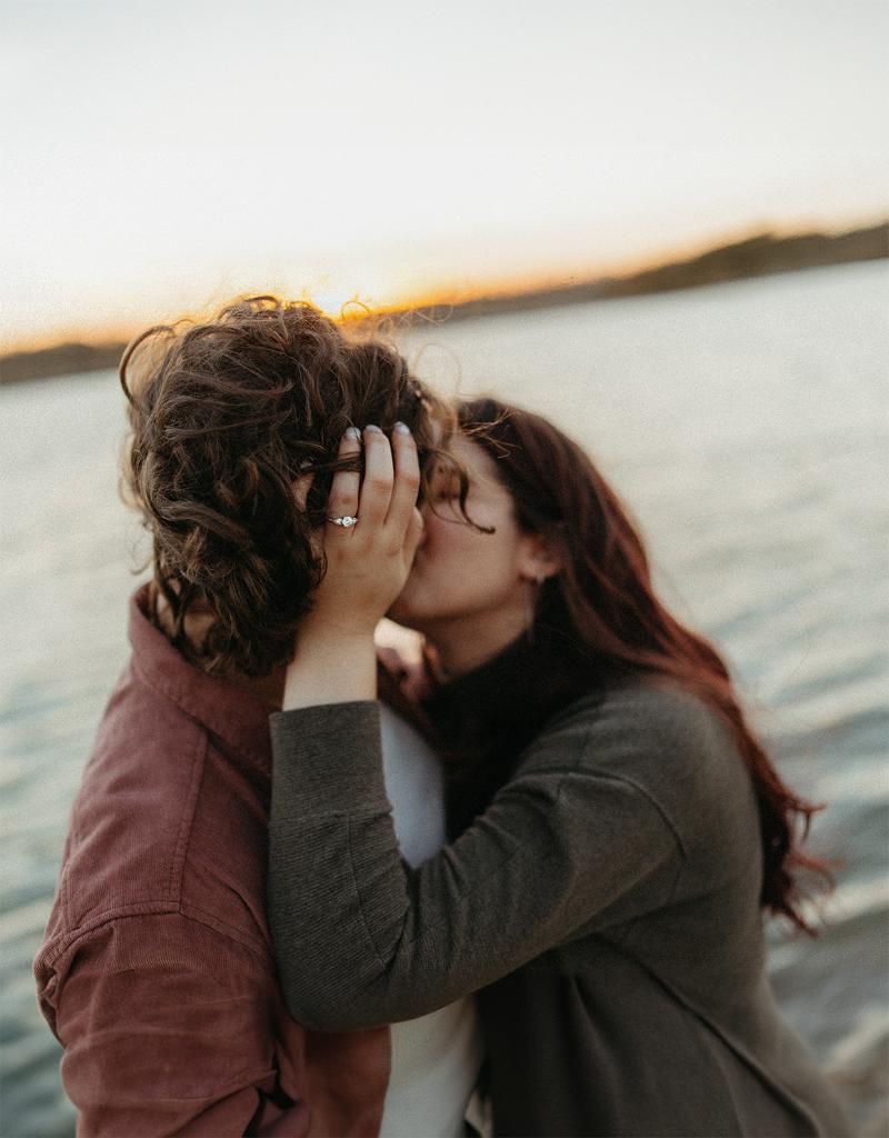 Jess & Eric Kiss by River