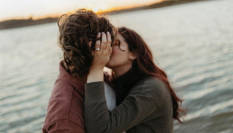 Jess & Eric Kiss by River